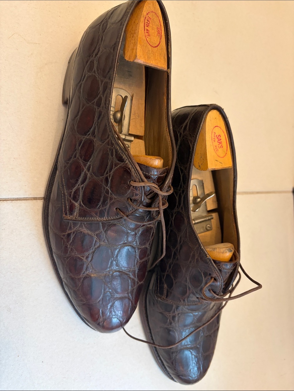 Church's Dark Brown Croc-Embossed Leather Derby Shoes